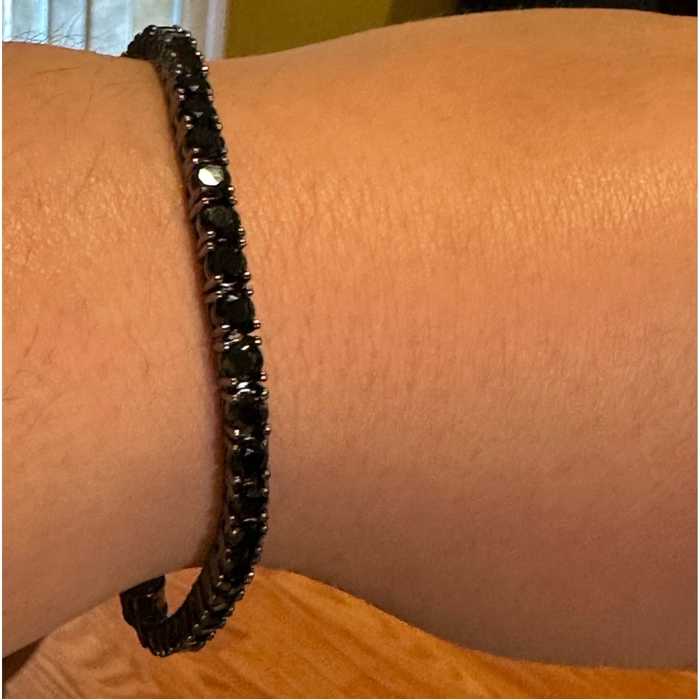 Black Spinel Tennis Bracelet in Black Ruthenium-Plated Sterling Silver!